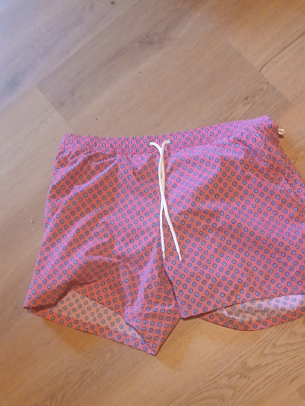 J. Crew Pink Geometric Drawstring Swim Trunks